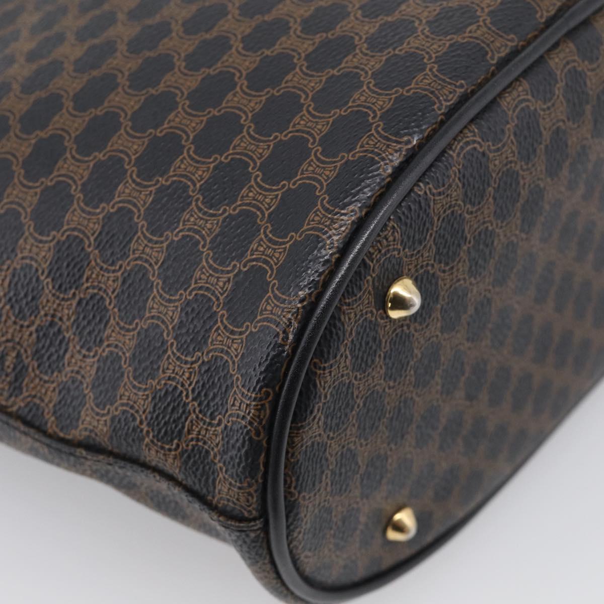 CELINE Macadam Canvas Tote Bag PVC Leather Black Gold Auth 211806A