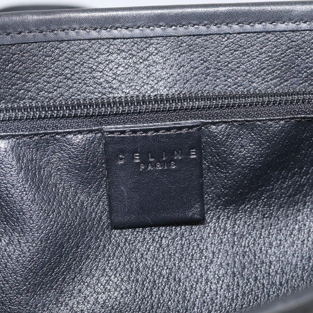 CELINE Macadam Canvas Tote Bag PVC Leather Black Gold Auth 211806A