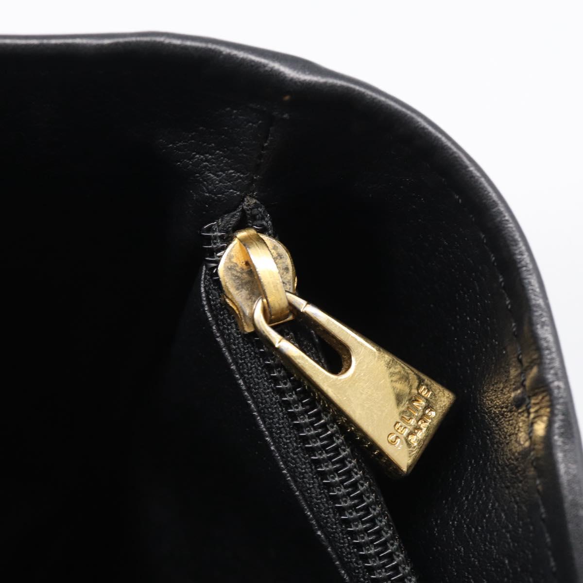 CELINE Macadam Canvas Tote Bag PVC Leather Black Gold Auth 211806A