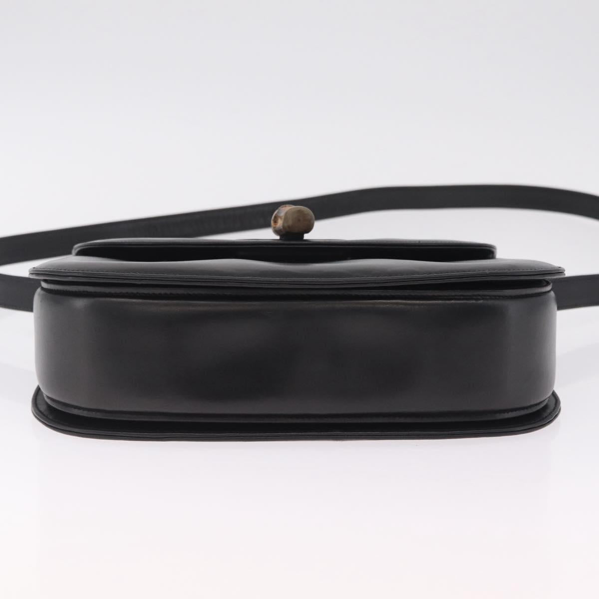 GUCCI Bamboo Hand Bag Leather 2way Black Black 000 01 0633 Auth 211807V