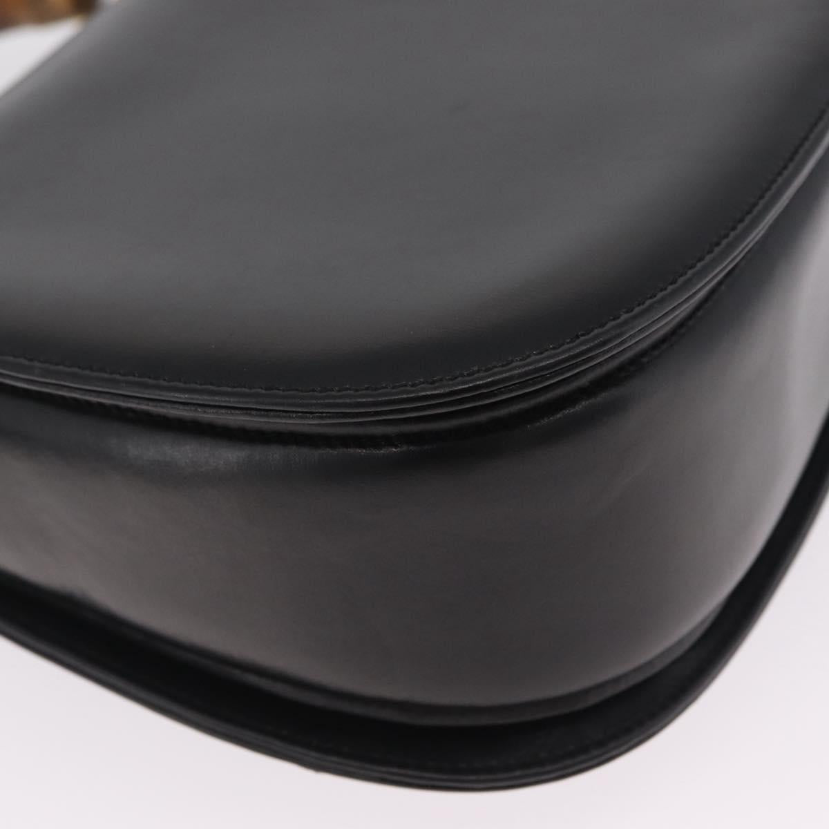 GUCCI Bamboo Hand Bag Leather 2way Black Black 000 01 0633 Auth 211807V