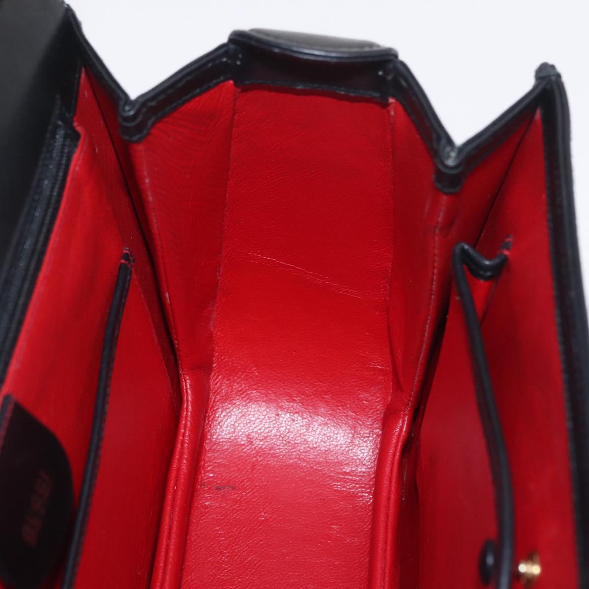 GUCCI Bamboo Hand Bag Leather 2way Black Black 000 01 0633 Auth 211807V