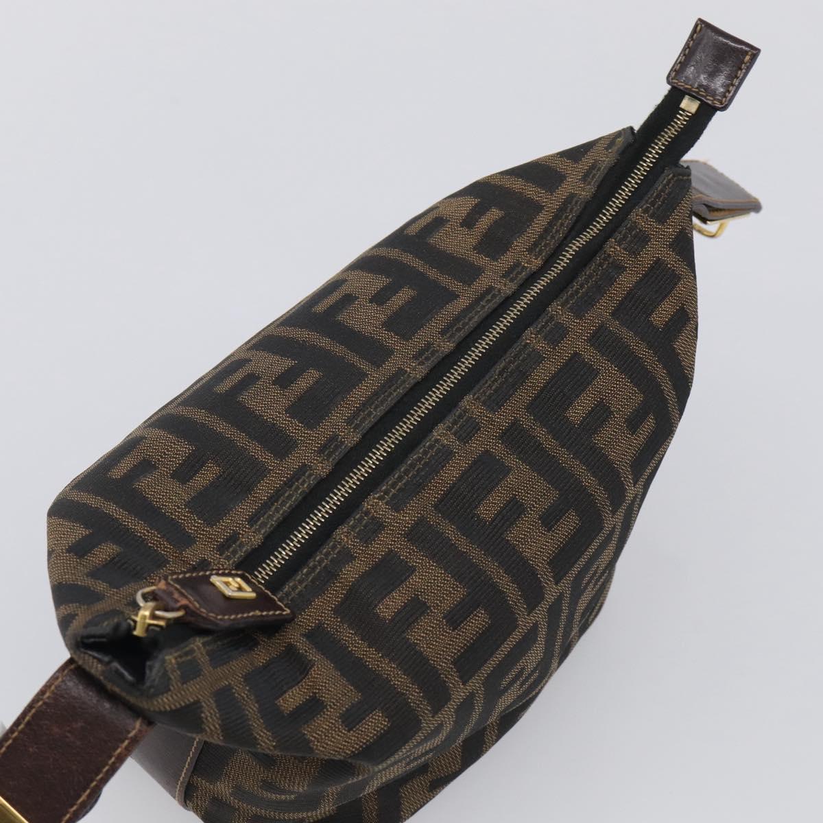 FENDI Zucca Canvas Vanity Hand Bag Black Brown Auth 211808A