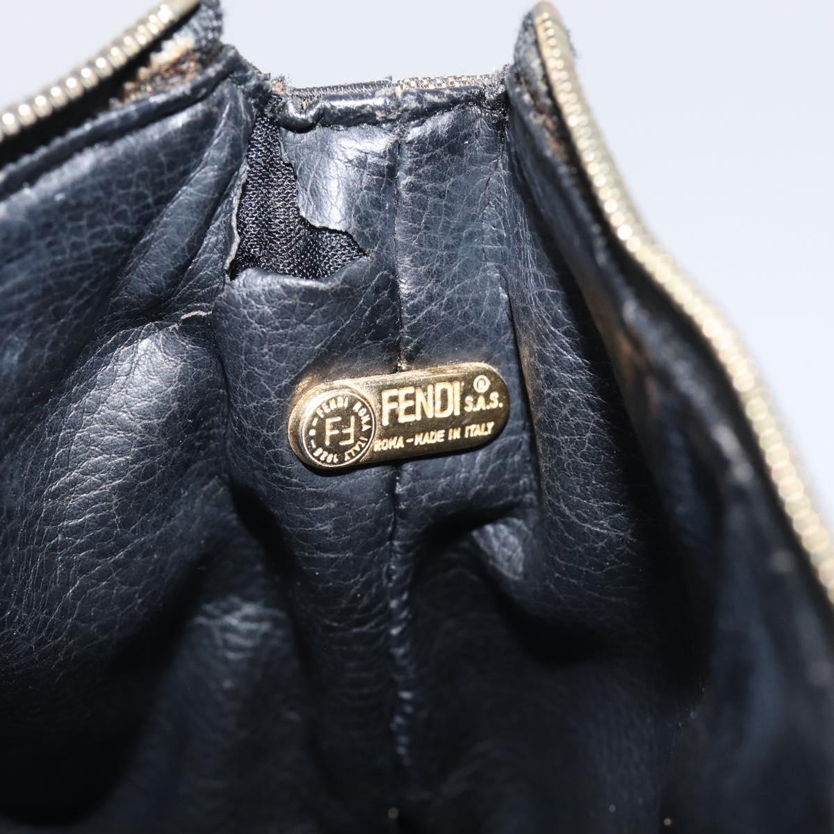 FENDI Zucca Canvas Vanity Hand Bag Black Brown Auth 211808A