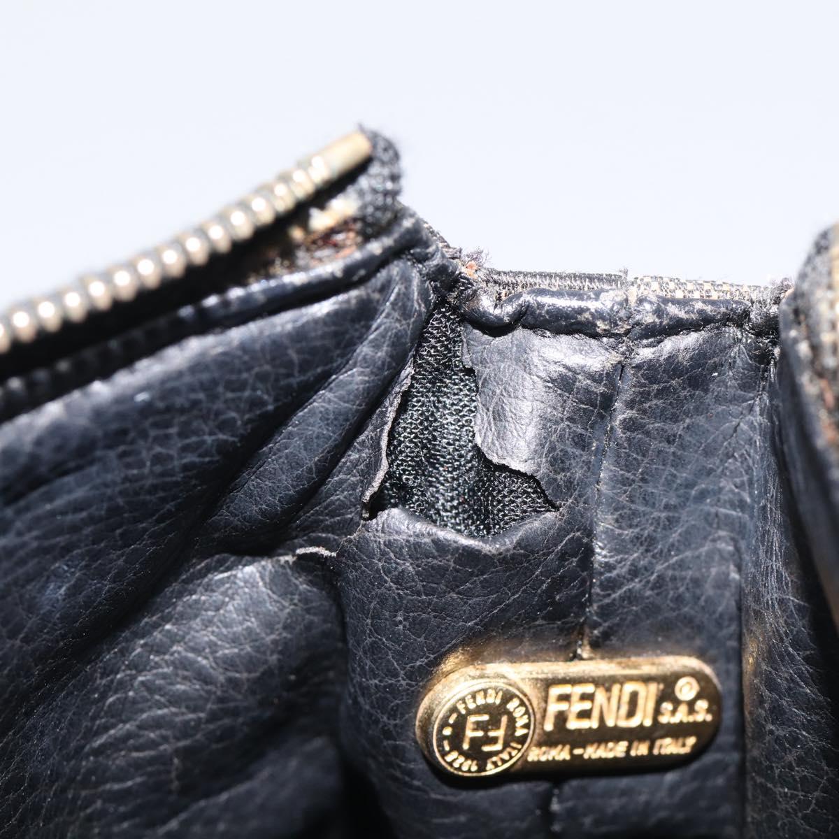 FENDI Zucca Canvas Vanity Hand Bag Black Brown Auth 211808A