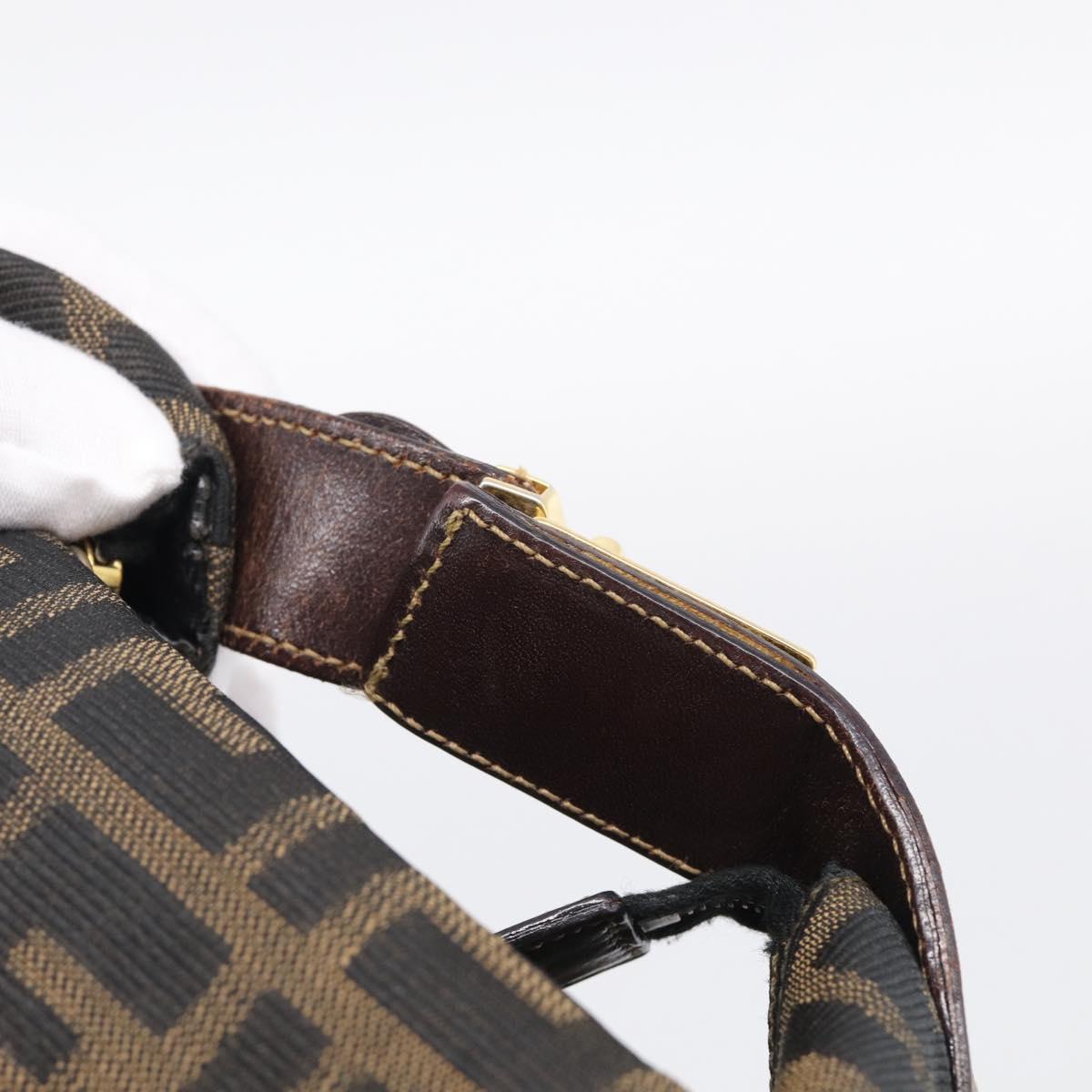 FENDI Zucca Canvas Vanity Hand Bag Black Brown Auth 211808A