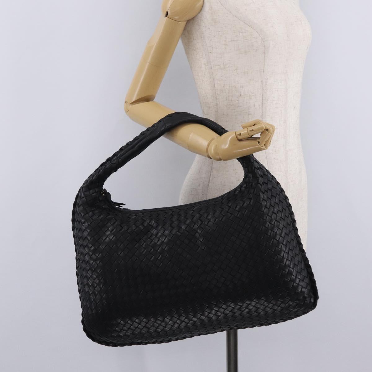 Bottega Veneta INTRECCIATO Hobo Bag Leather outlet Black 115654 Auth 211810M
