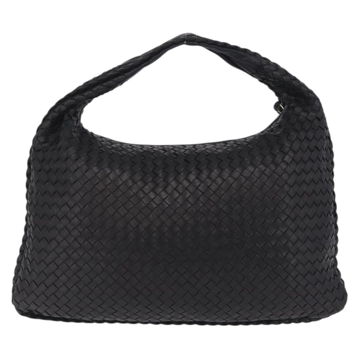 Bottega Veneta INTRECCIATO Hobo Bag Leather outlet Black 115654 Auth 211810M