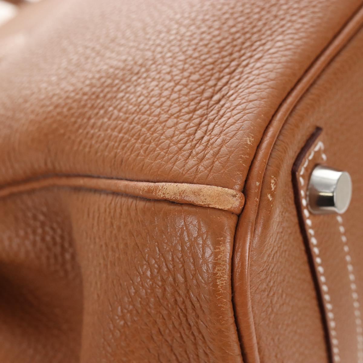 HERMES Birkin 30 Hand Bag Leather Brown Silver Auth 211817SM