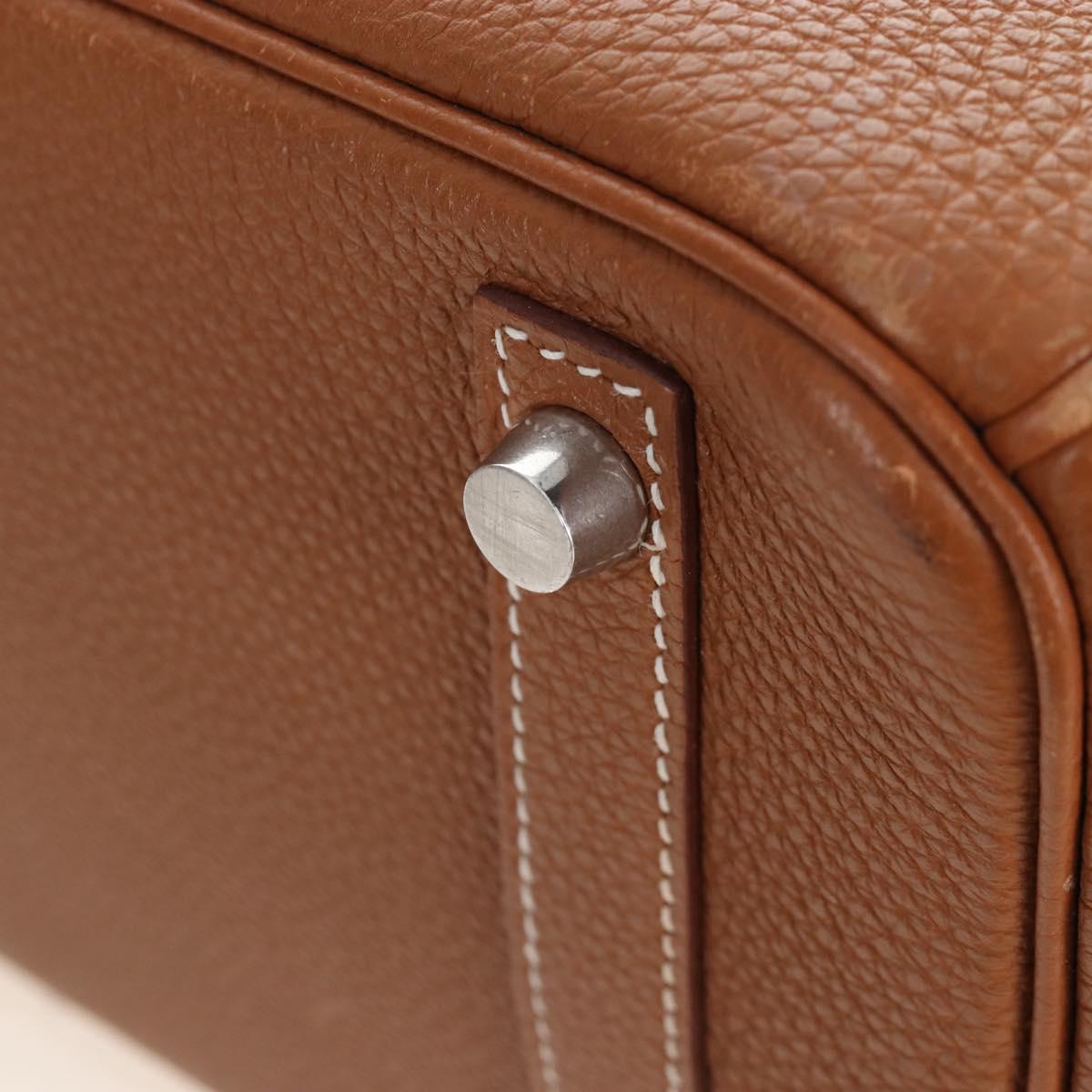 HERMES Birkin 30 Hand Bag Leather Brown Silver Auth 211817SM