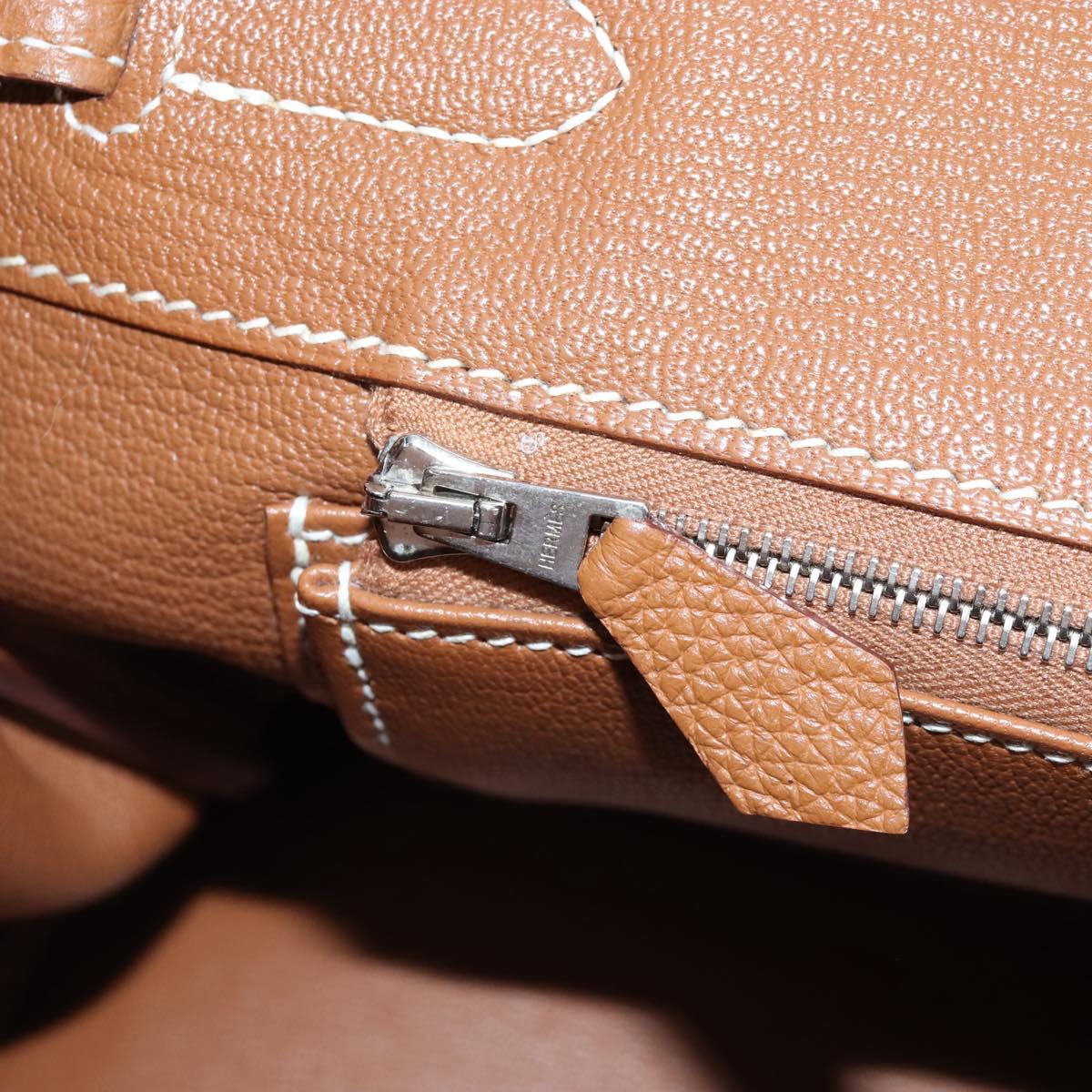 HERMES Birkin 30 Hand Bag Leather Brown Silver Auth 211817SM