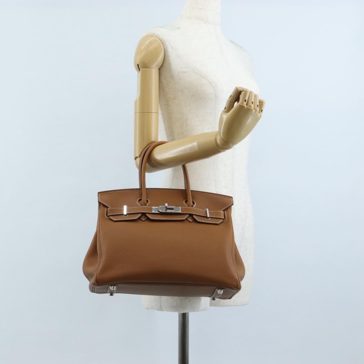 HERMES Birkin 30 Hand Bag Leather Brown Silver Auth 211817SM