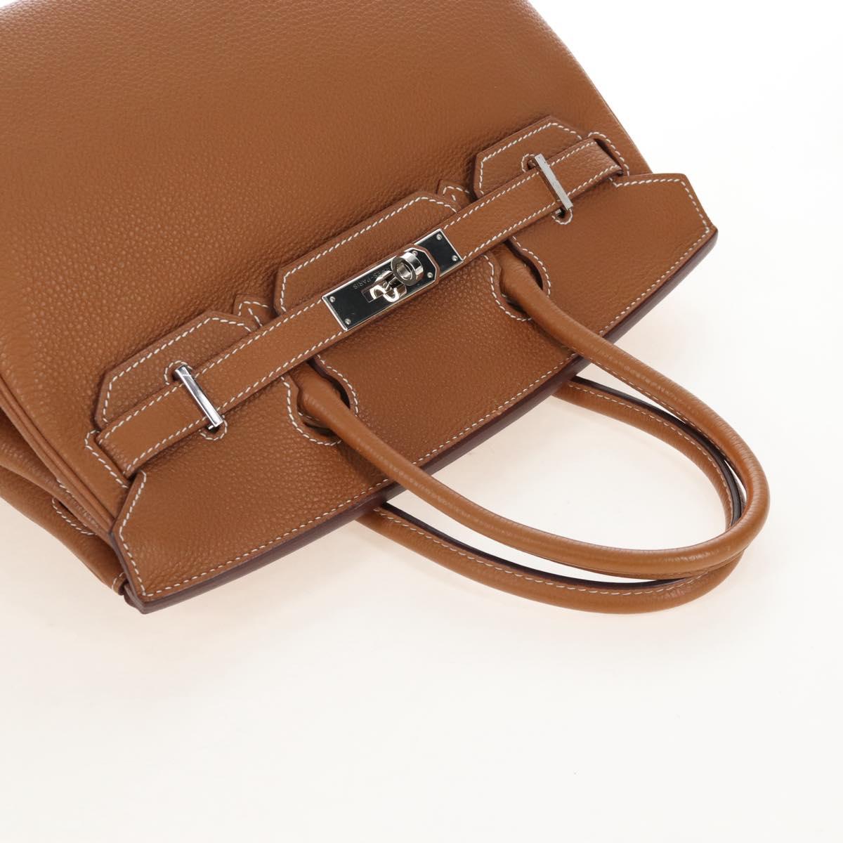 HERMES Birkin 30 Hand Bag Leather Brown Silver Auth 211817SM