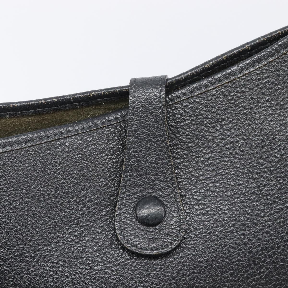HERMES Evelyn 1GM Shoulder Bag Togo Black Silver Auth 211819M