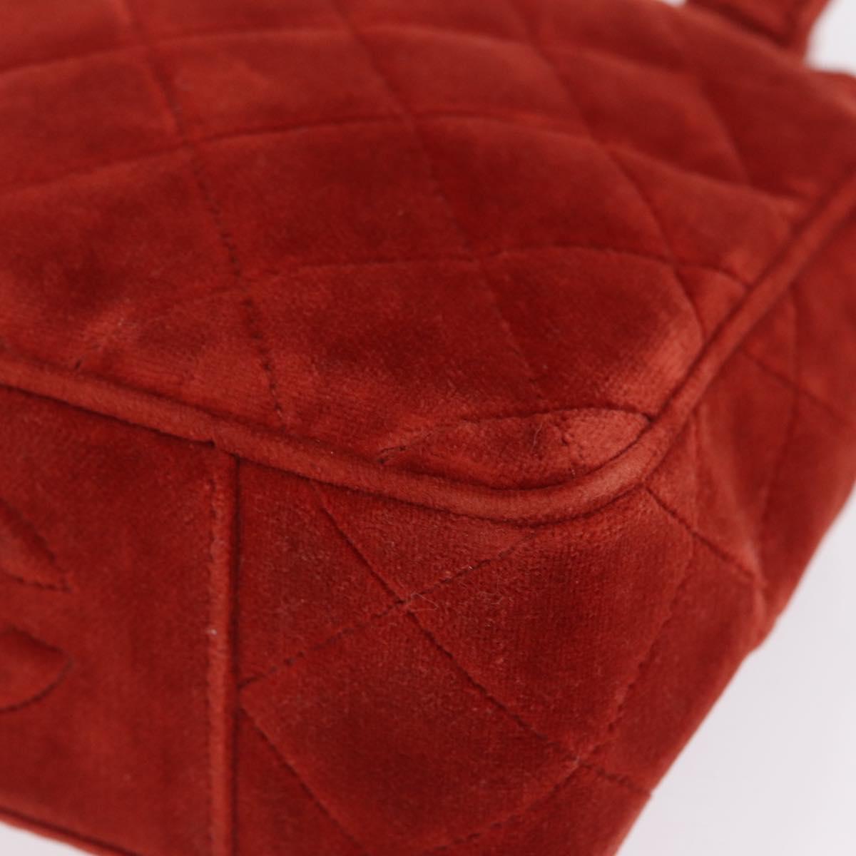 CHANEL Matelasse Hand Bag Leather Red Gold CC Auth 211822A