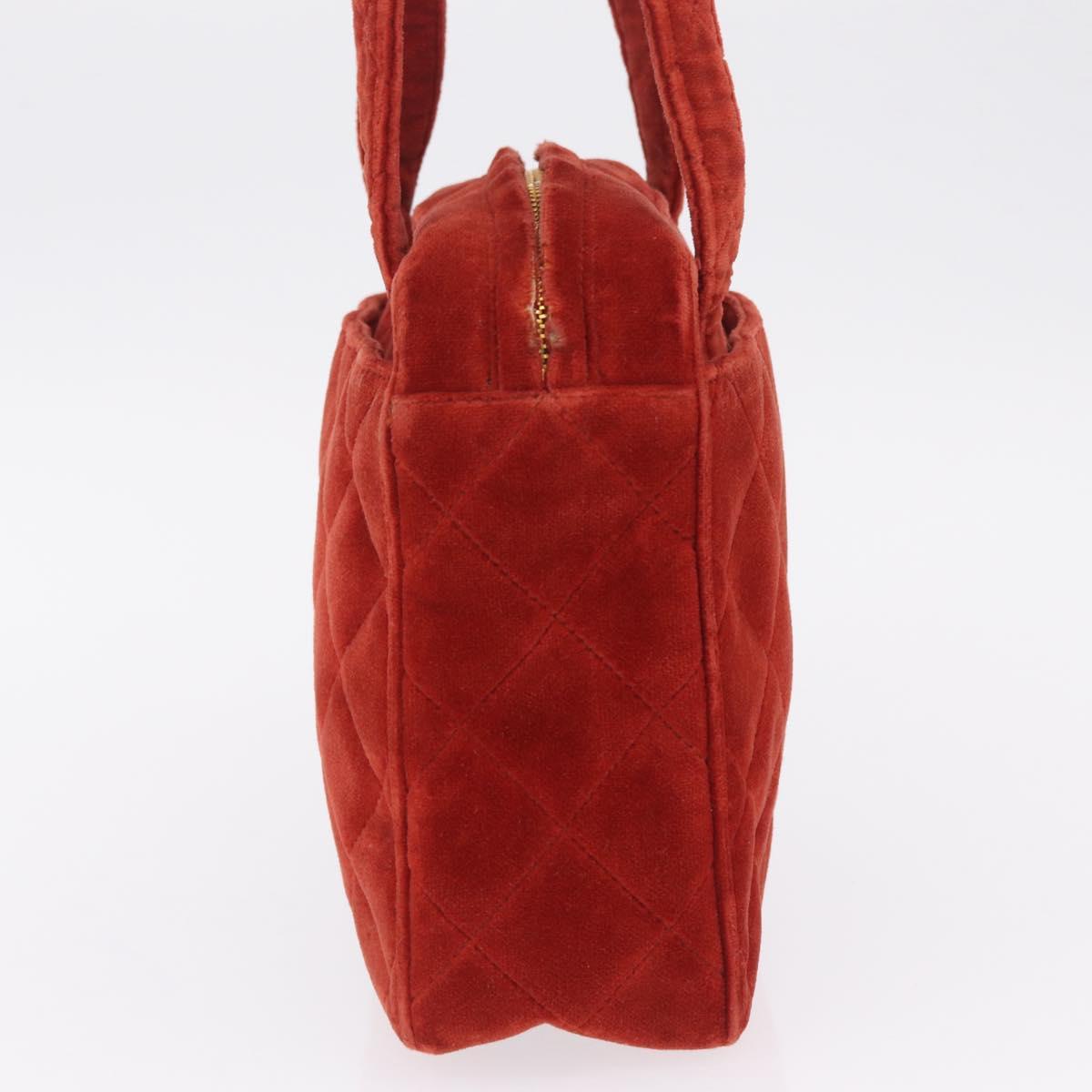 CHANEL Matelasse Hand Bag Leather Red Gold CC Auth 211822A