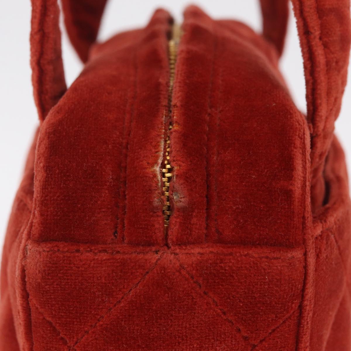 CHANEL Matelasse Hand Bag Leather Red Gold CC Auth 211822A