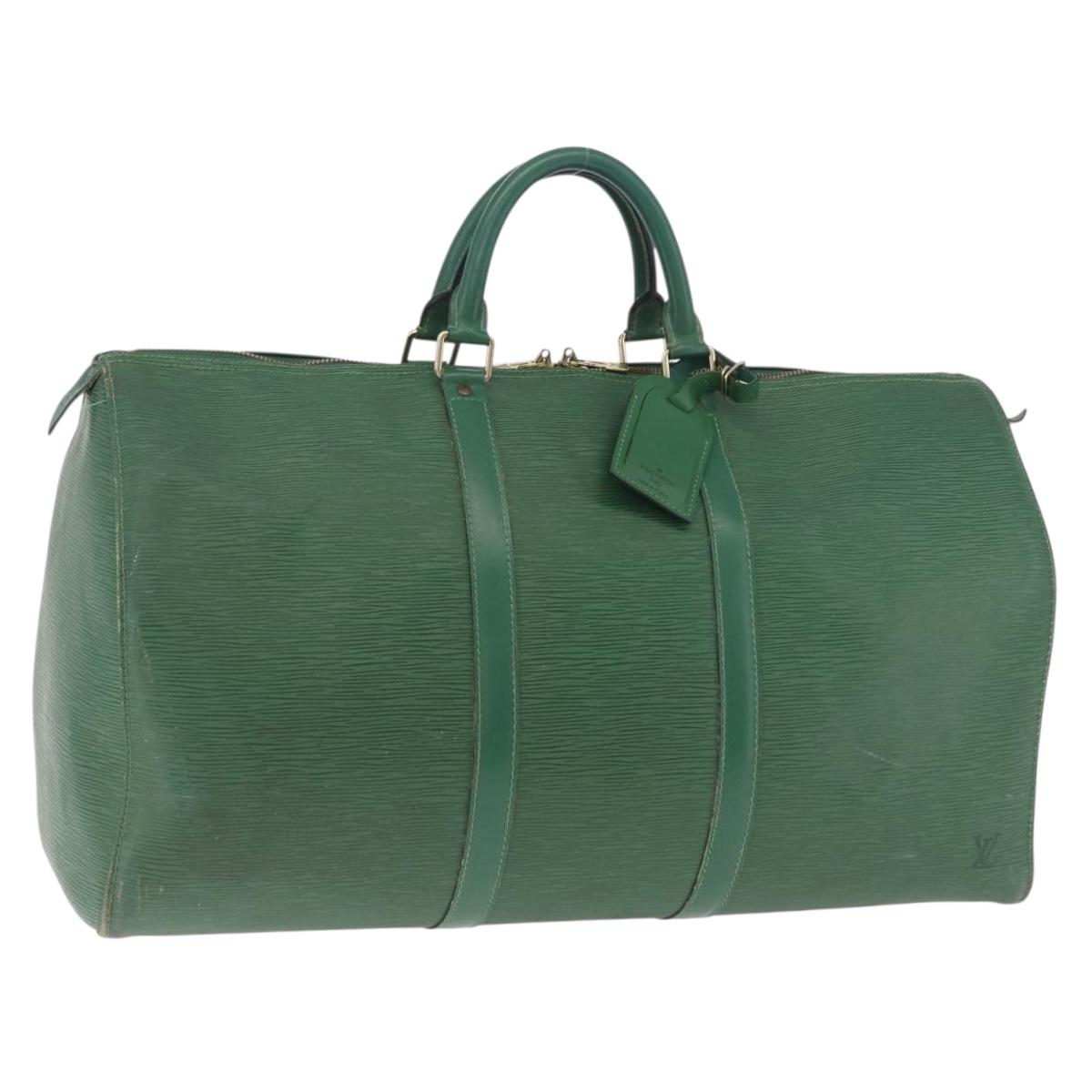 LOUIS VUITTON Epi Keepall 50 Boston Bag Green M42964 LV Auth 211828A