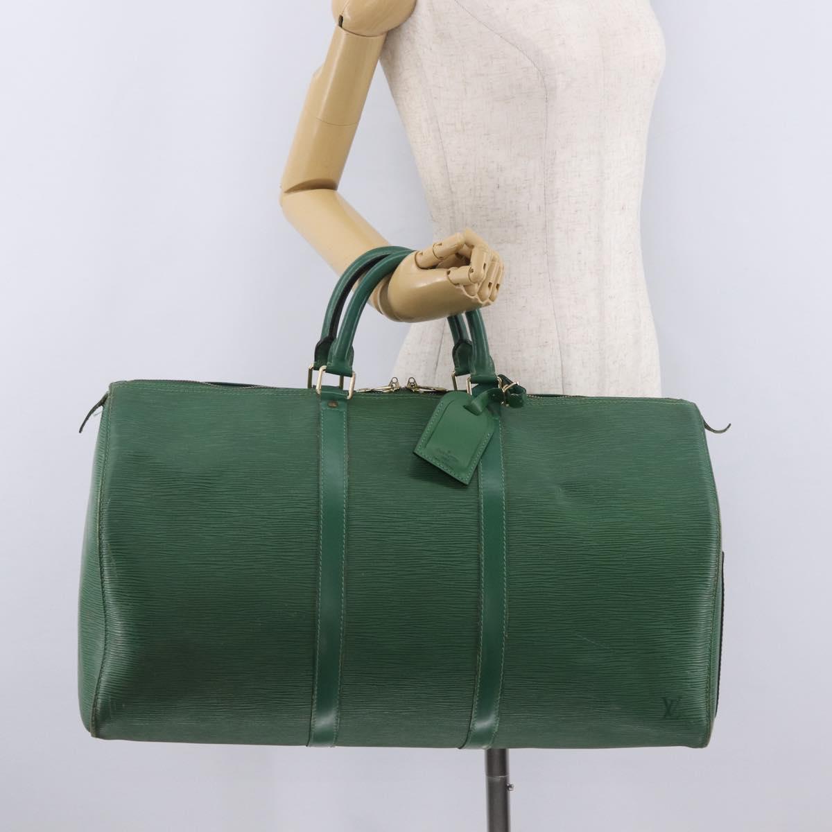 LOUIS VUITTON Epi Keepall 50 Boston Bag Green M42964 LV Auth 211828A