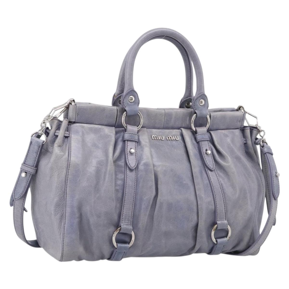 Miu Miu Hand Bag Vittero 2way Purple Silver Auth 211833V