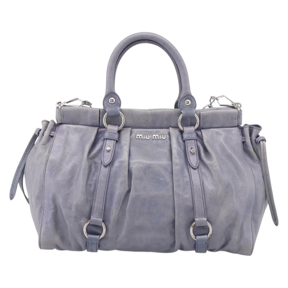 Miu Miu Hand Bag Vittero 2way Purple Silver Auth 211833V