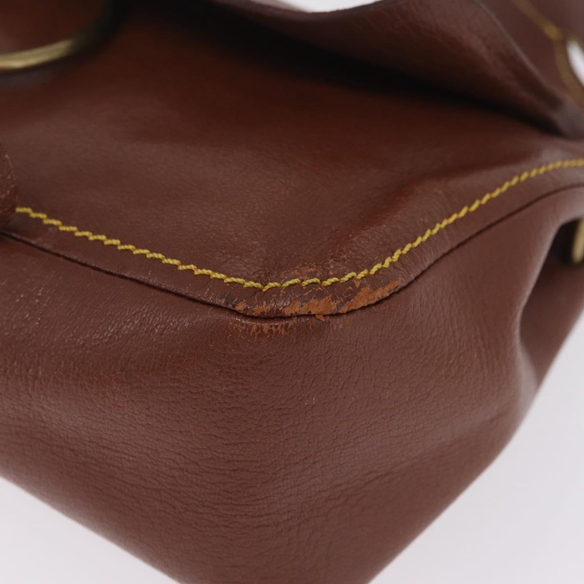 Miu Miu Shoulder Bag Leather Brown Gold Auth 211834A