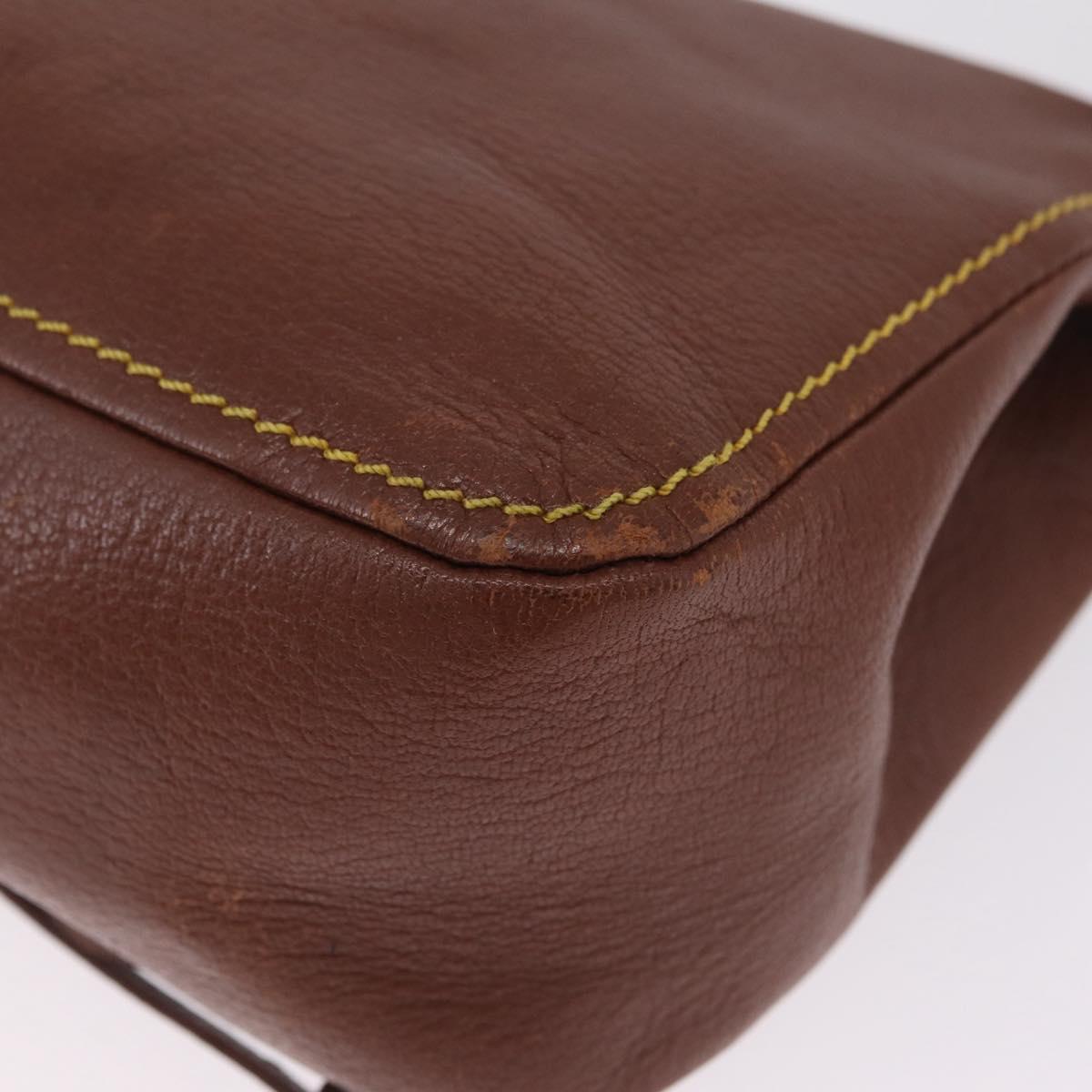 Miu Miu Shoulder Bag Leather Brown Gold Auth 211834A