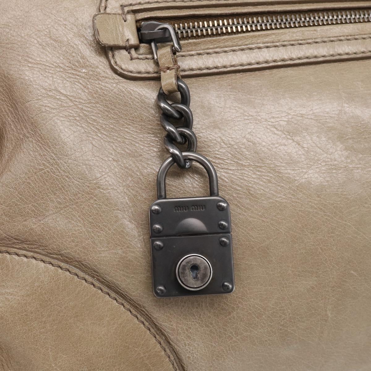 Miu Miu Hand Bag Leather 2way Beige Auth 211835A