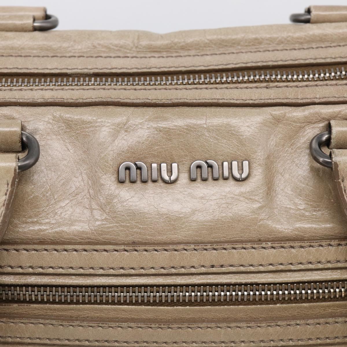 Miu Miu Hand Bag Leather 2way Beige Auth 211835A