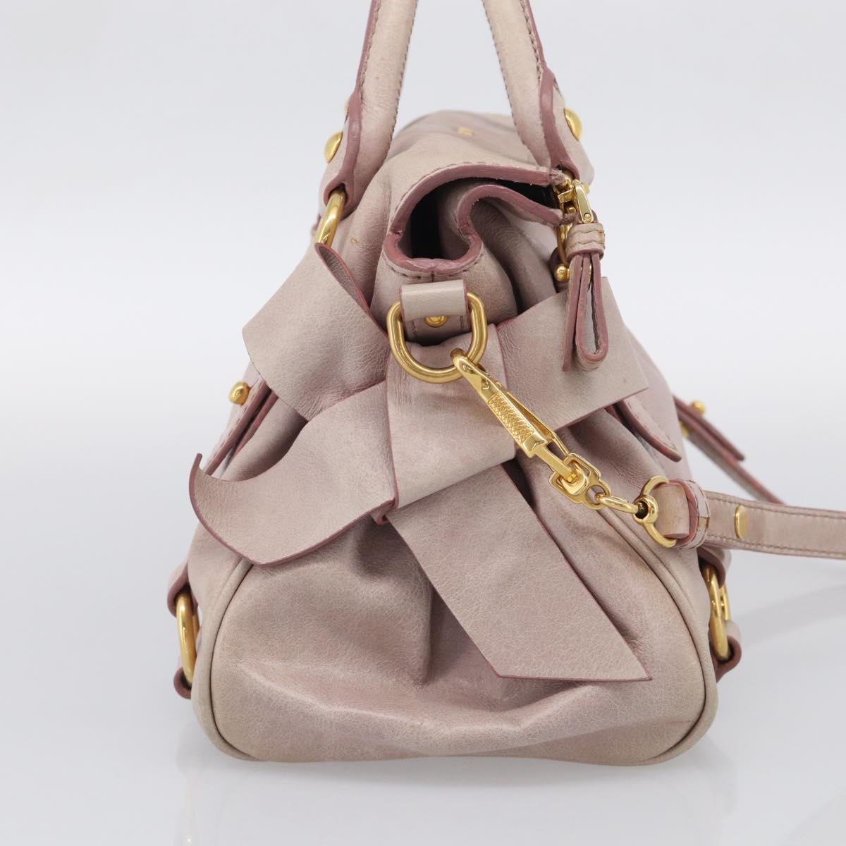 Miu Miu Hand Bag Vittero 2way Pink Gold Auth 211836V