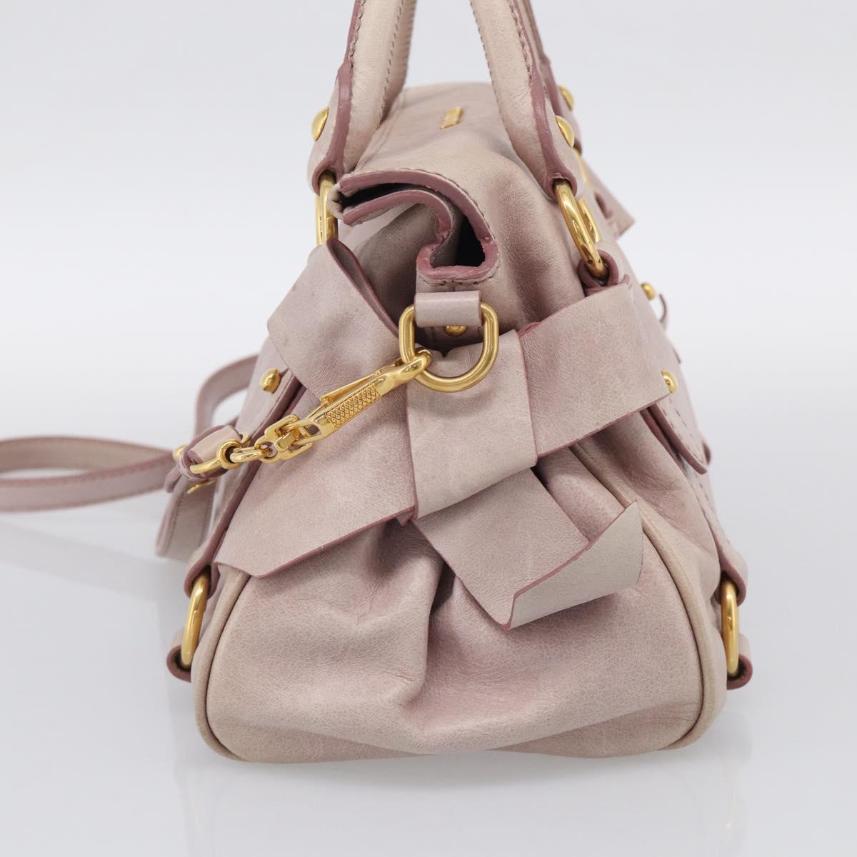 Miu Miu Hand Bag Vittero 2way Pink Gold Auth 211836V