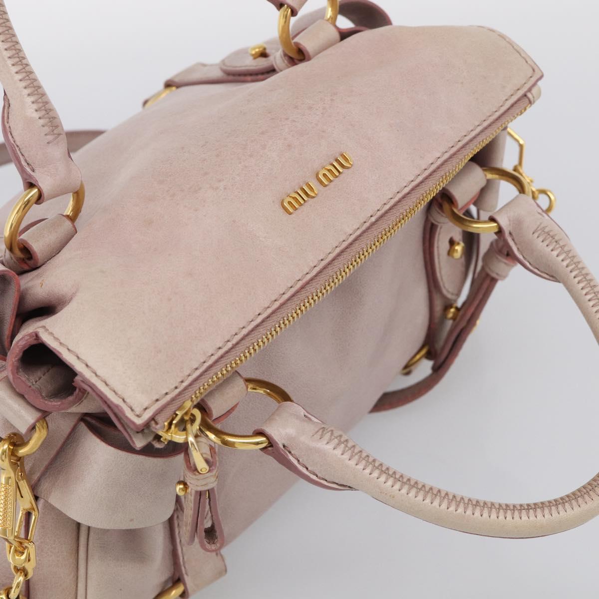 Miu Miu Hand Bag Vittero 2way Pink Gold Auth 211836V