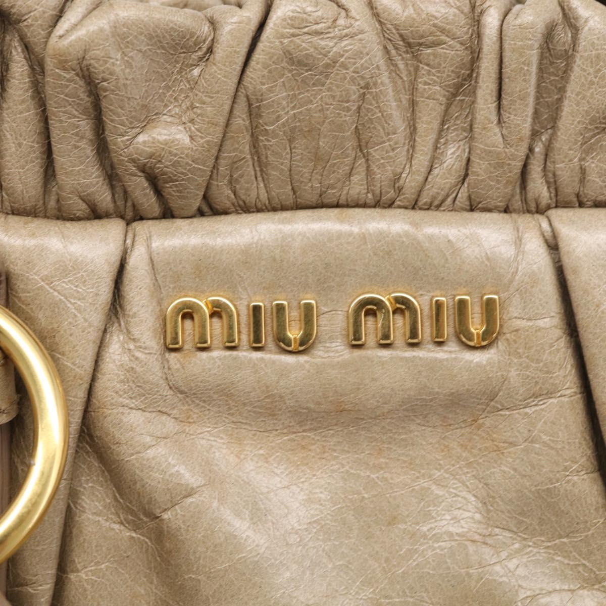 Miu Miu Hand Bag Vittero Dino Leather Beige Gold Auth 211837A
