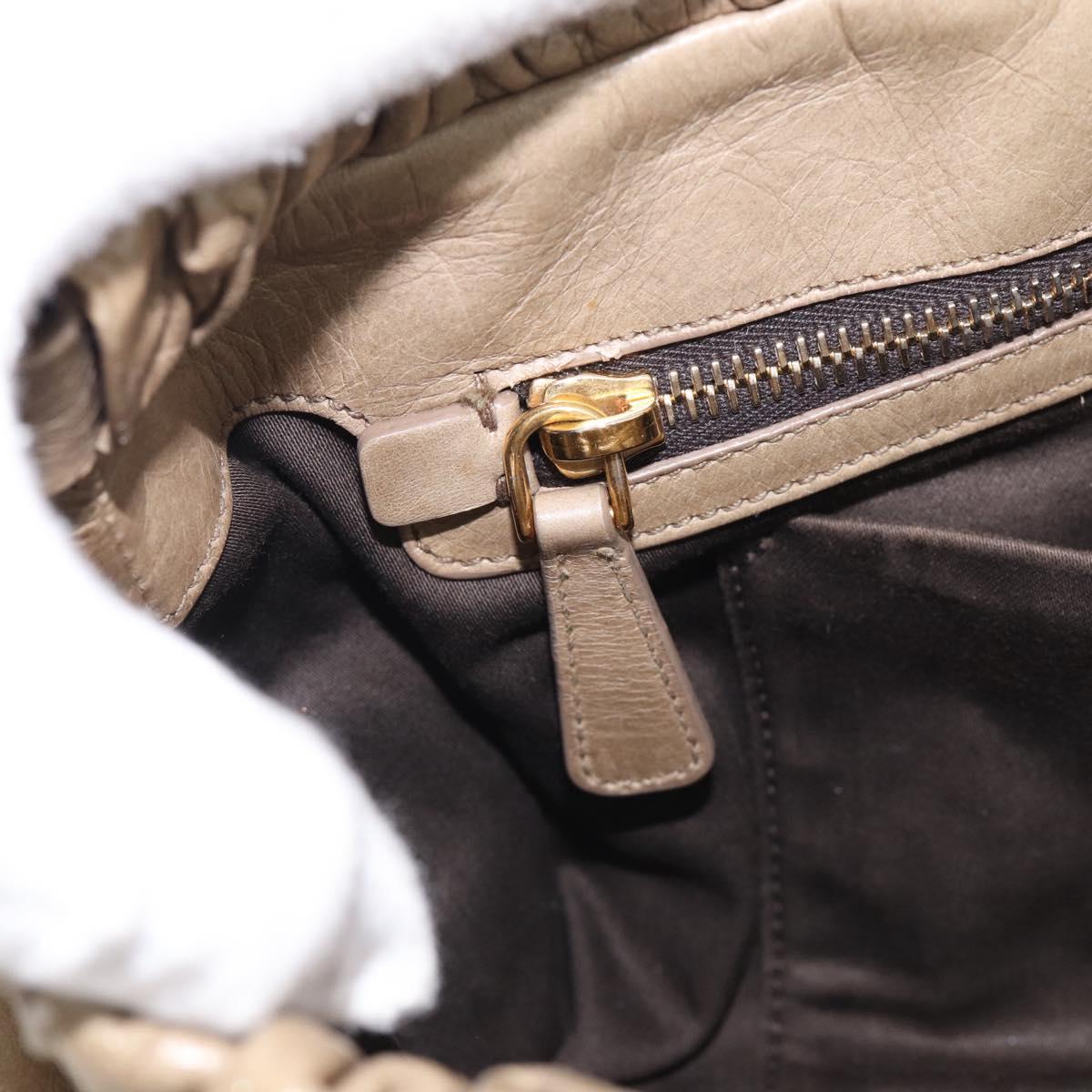 Miu Miu Hand Bag Vittero Dino Leather Beige Gold Auth 211837A