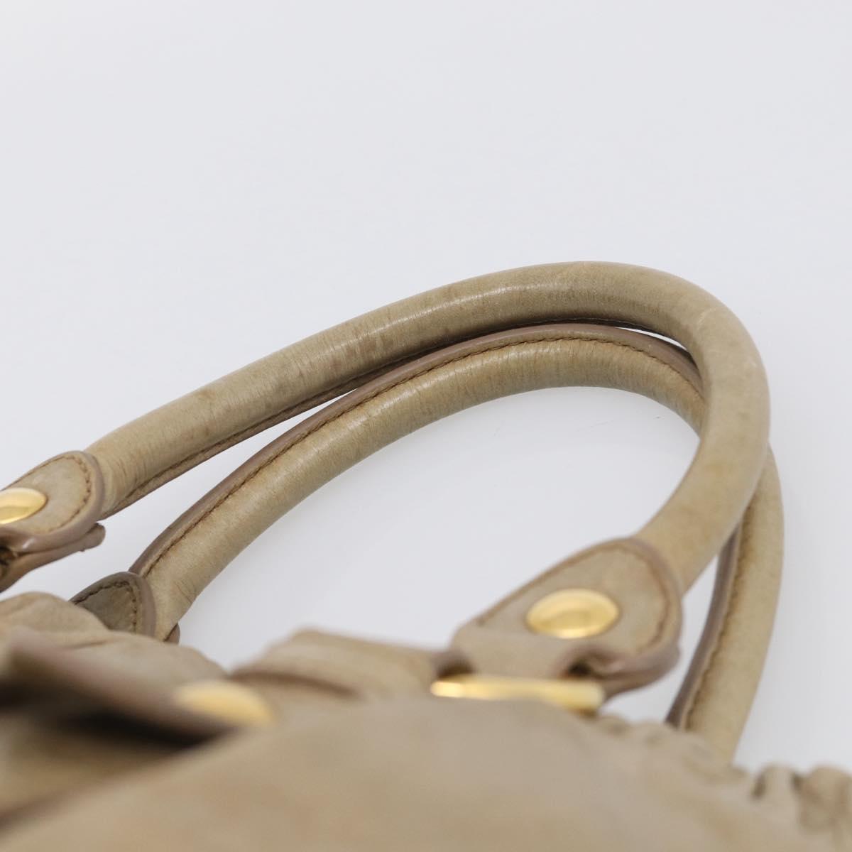 Miu Miu Hand Bag Vittero Dino Leather Beige Gold Auth 211837A