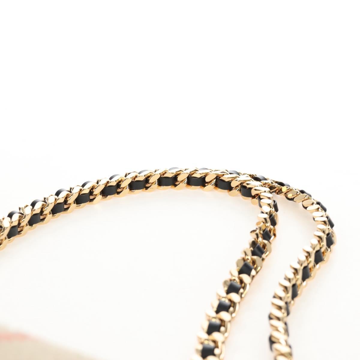 BURBERRY Chain Shoulder Bag Canvas Beige Gold Tone Auth 211838M