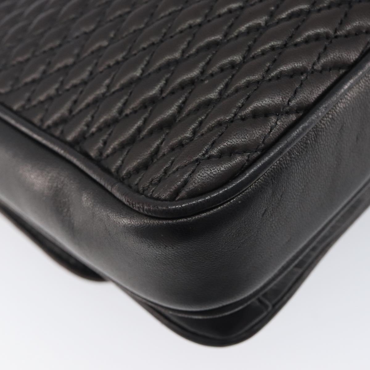 Bally Chain Shoulder Bag Leather Black Gold Auth 211840A