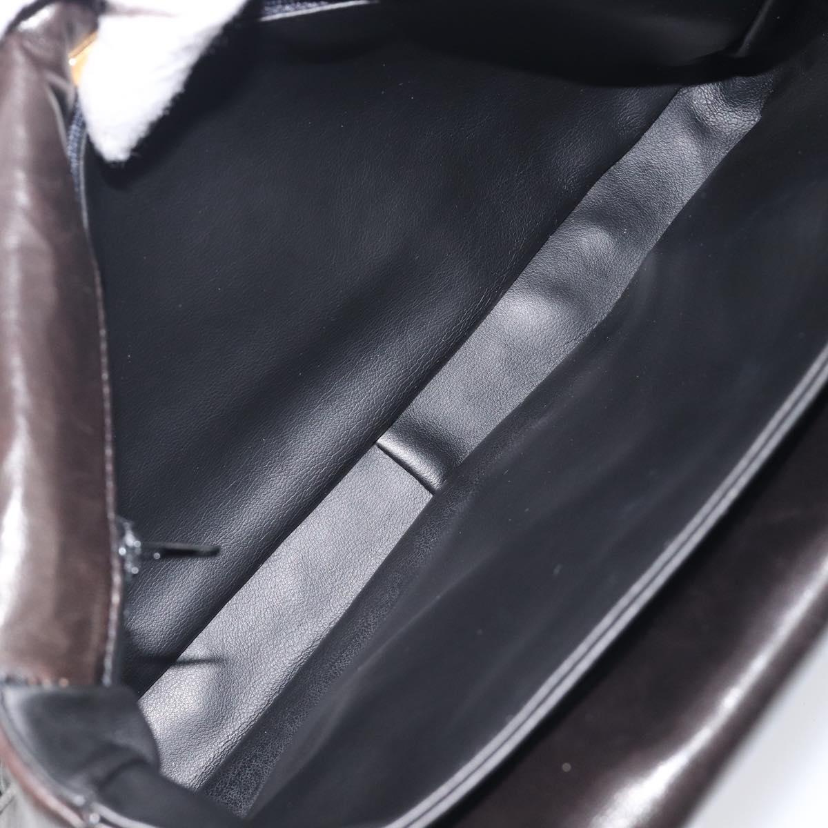 Bally Chain Shoulder Bag Leather Black Gold Auth 211840A