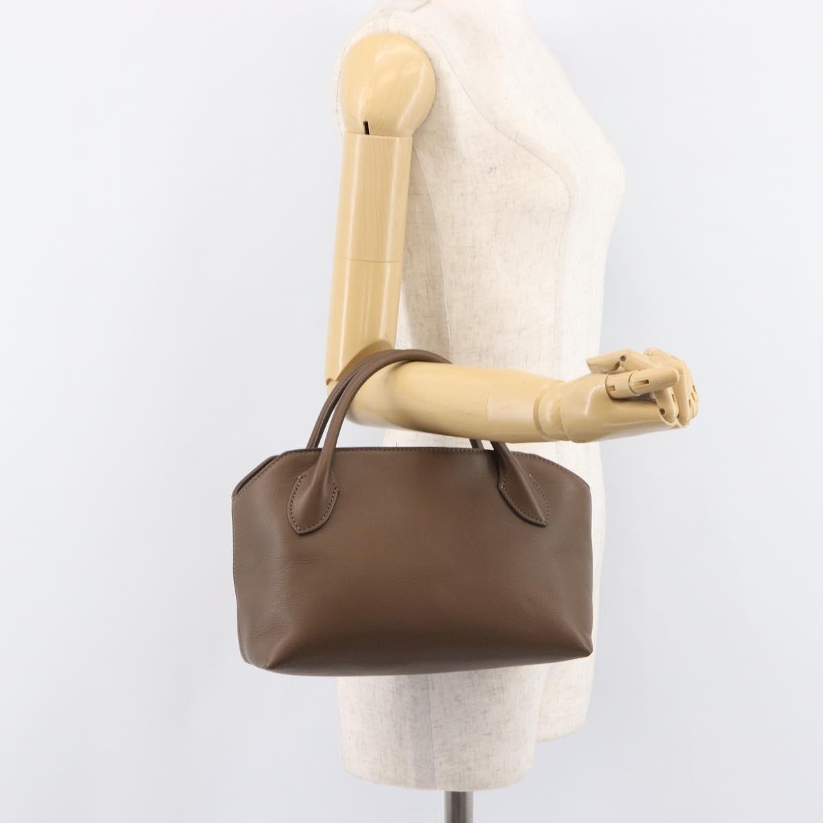 The Row Terrace Baulet Hand Bag Calf Skin Brown Silver Auth 211842SAM
