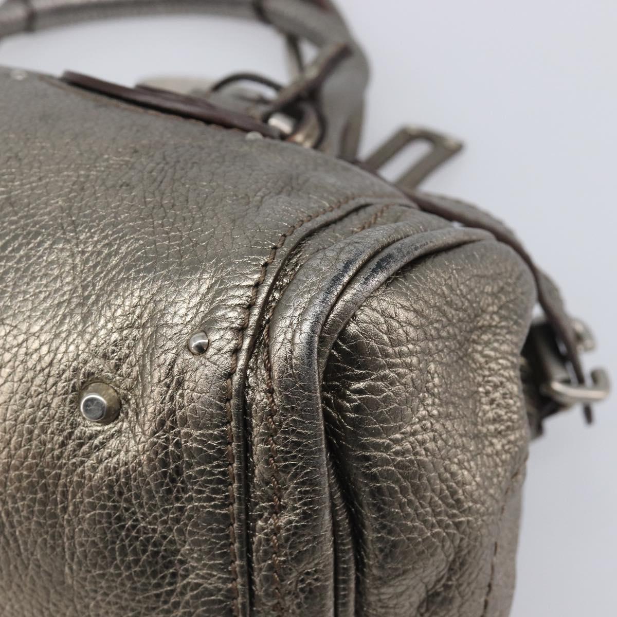 Chloe Paddington Hand Bag Leather Silver Auth 211845V