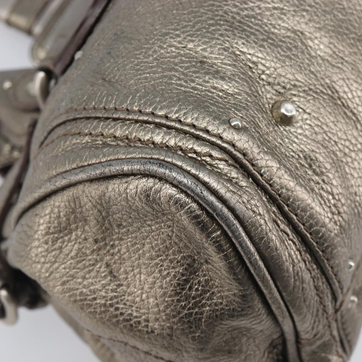 Chloe Paddington Hand Bag Leather Silver Auth 211845V
