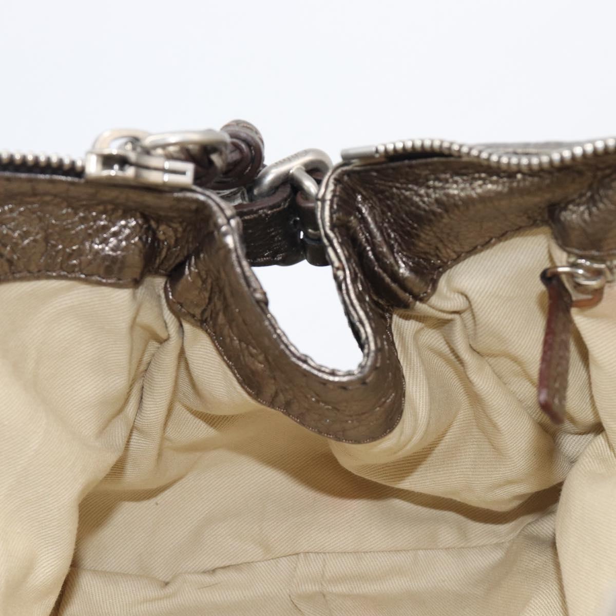 Chloe Paddington Hand Bag Leather Silver Auth 211845V