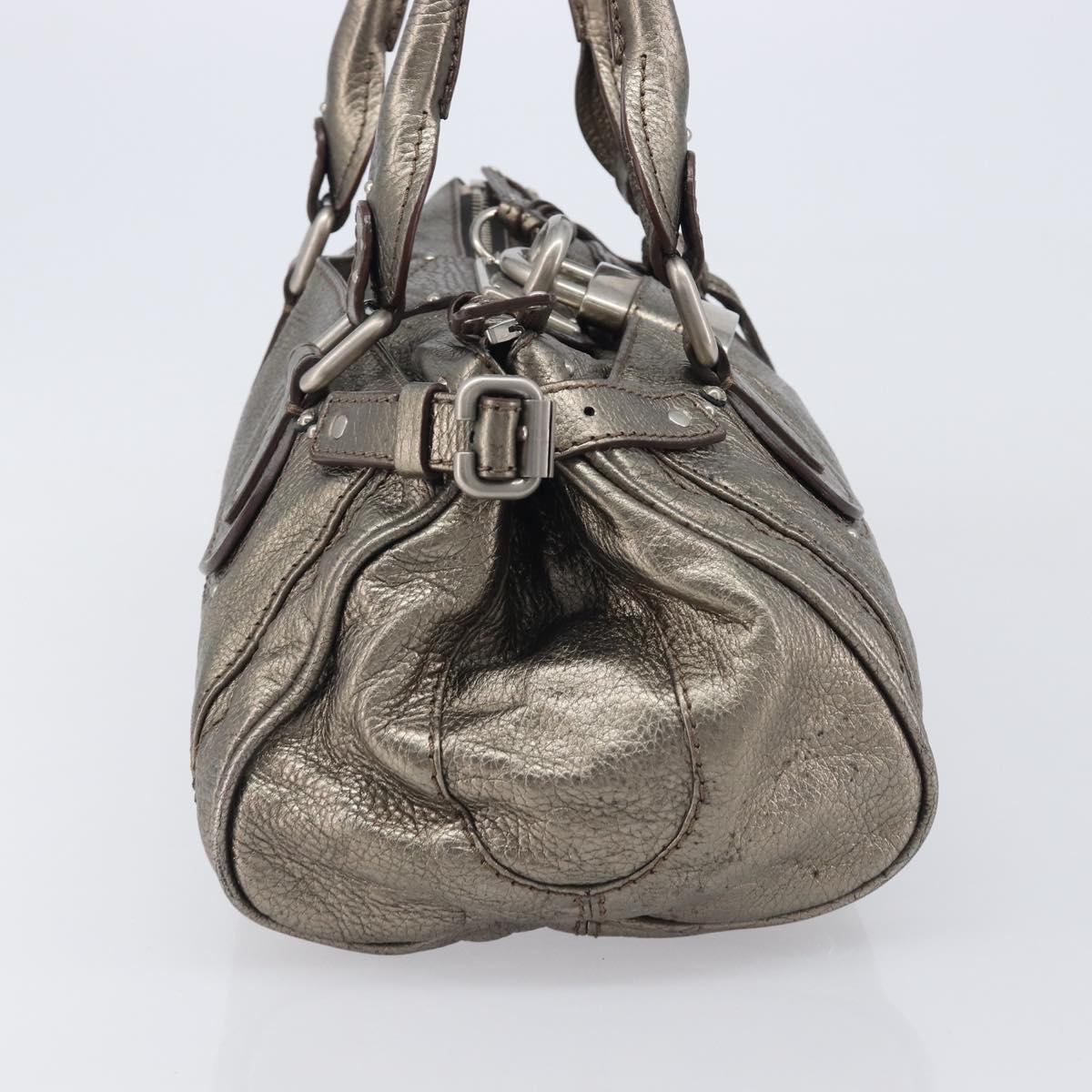 Chloe Paddington Hand Bag Leather Silver Auth 211845V