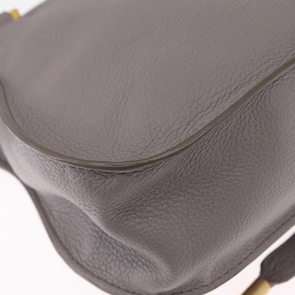 Chloe Marcie Shoulder Bag Leather Gray Gold Auth 211846V