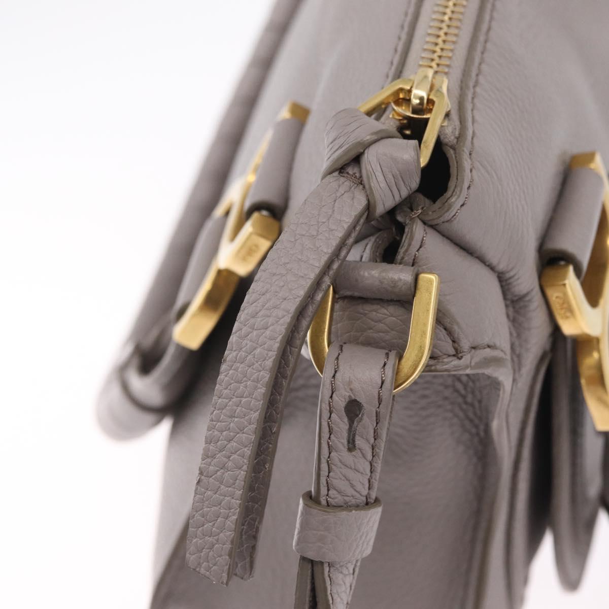 Chloe Marcie Shoulder Bag Leather Gray Gold Auth 211846V