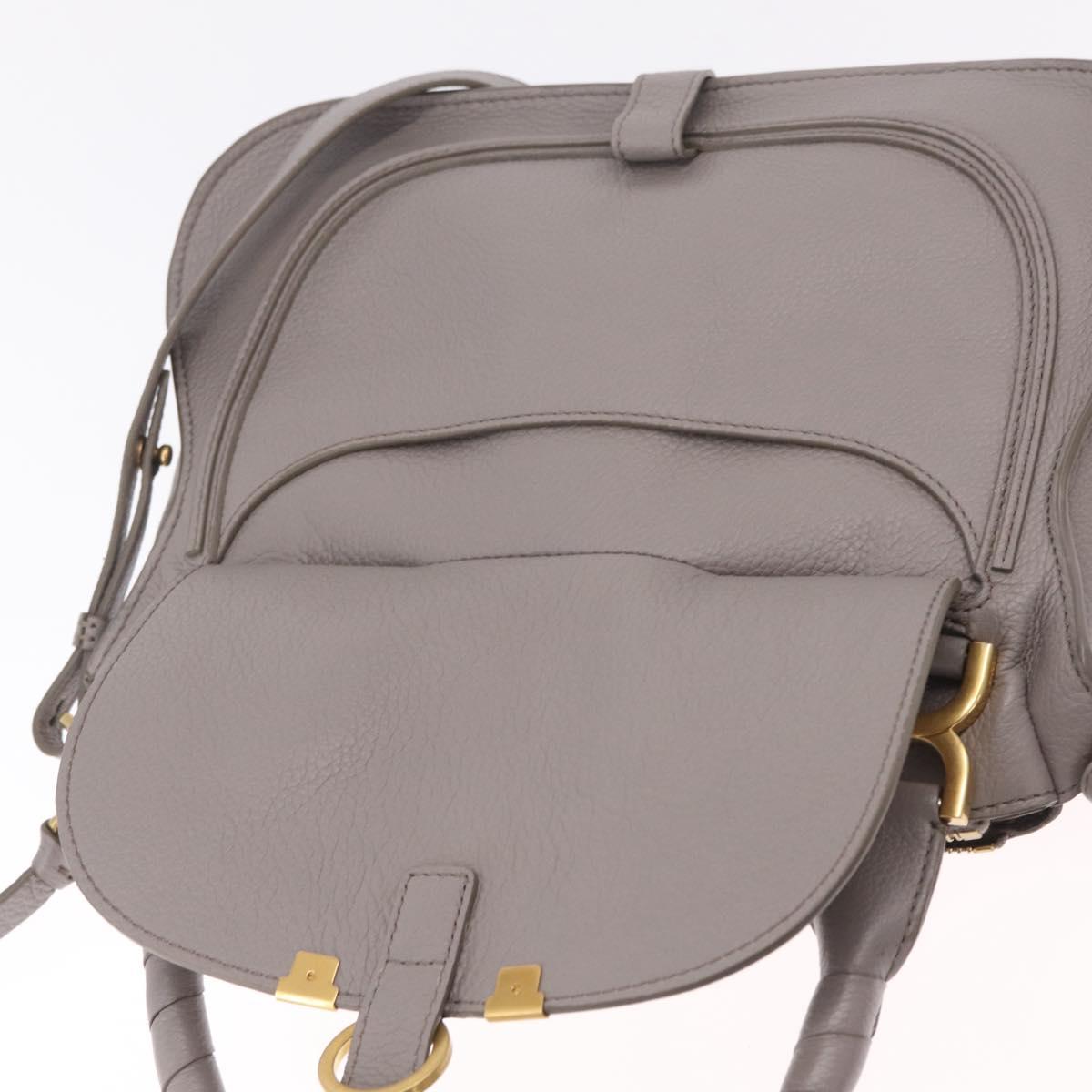 Chloe Marcie Shoulder Bag Leather Gray Gold Auth 211846V