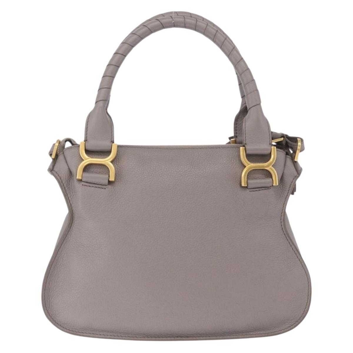 Chloe Marcie Shoulder Bag Leather Gray Gold Auth 211846V