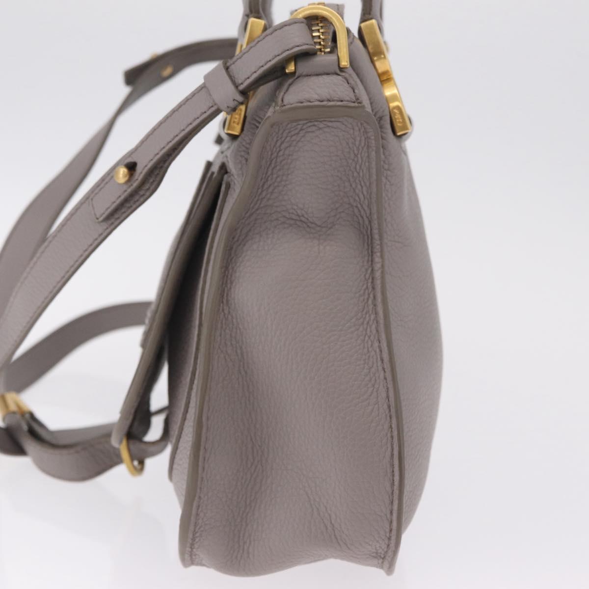 Chloe Marcie Shoulder Bag Leather Gray Gold Auth 211846V