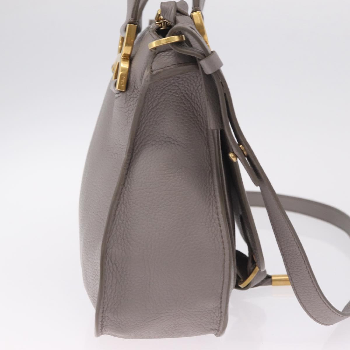 Chloe Marcie Shoulder Bag Leather Gray Gold Auth 211846V