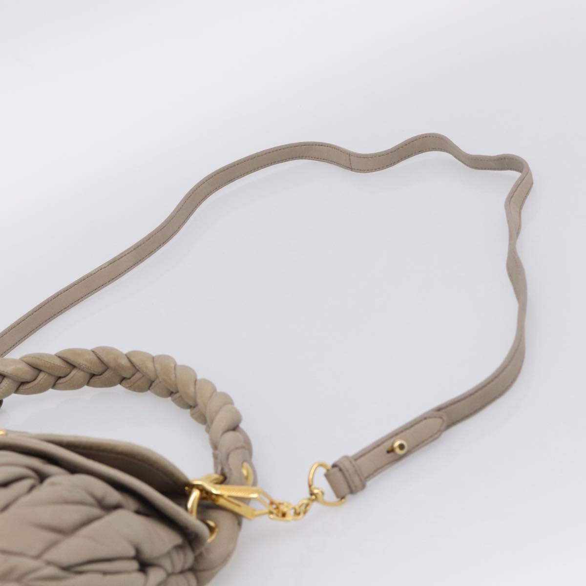 Miu Miu Hand Bag Leather 2way Beige Gold Auth 211847V